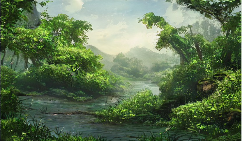 30 Minute Adventure challenge - Image edition: Revealing a green jungle with a river running through the centre.