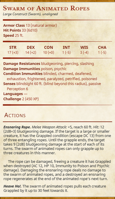 Swarming Rope Swarm of Animated Ropes – Brazen Wolfe Tabletop