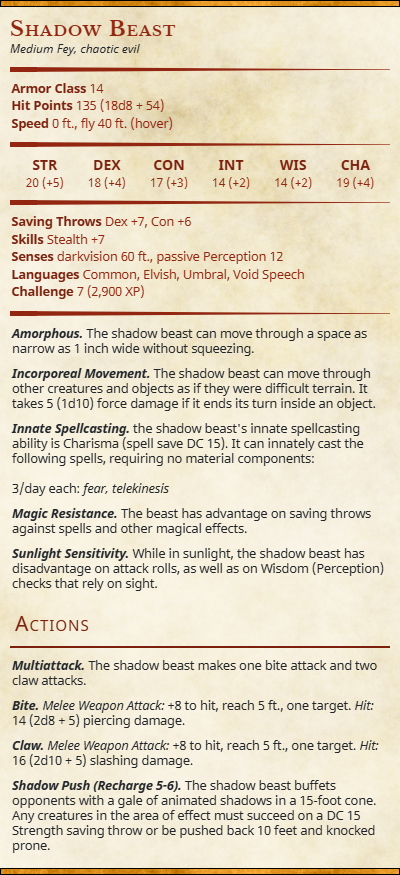 Shadows and Magic Eaters – Brazen Wolfe Tabletop